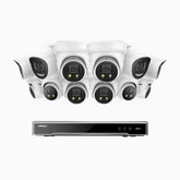 H800X - 4K 16 Channel PoE Security System with 4 Bullet & 8 Turret Cameras, 1/1.8'' BSI Sensor, f/1.6 Aperture (0.003 Lux), Siren & Strobe Alarm,Two-Way Audio, Human & Vehicle Detection, Perimeter Protection, Works with Alexa